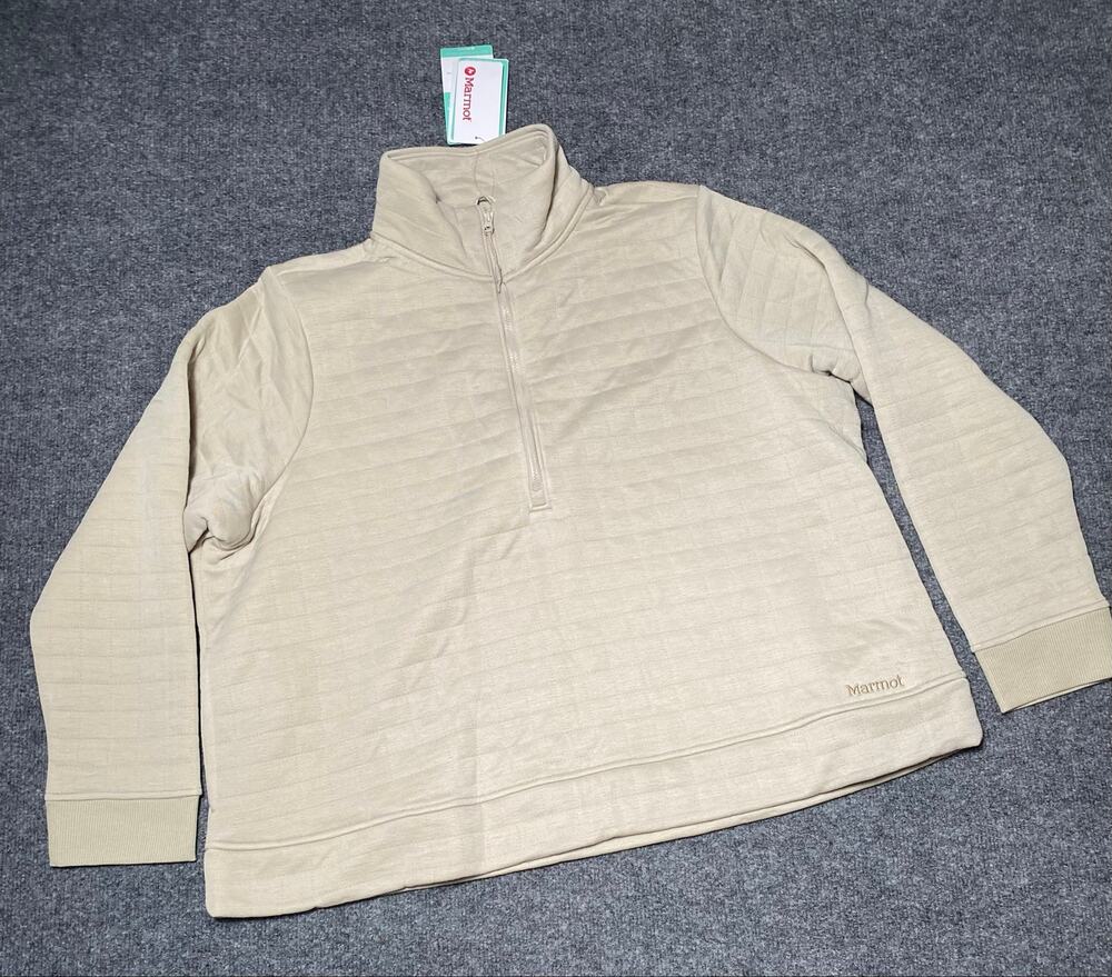 New Marmot Mountain Works Beige  Roice 1/4 Zip Quilted Pullover Women’s 2X